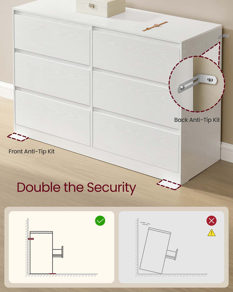 Six Drawer Chest of Drawers with Ample Storage for Bedroom or Living Room by Vasagle