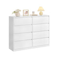 8 Drawer Chest of Drawers For Bedroom - Modern White Finish - 120x40x98cm VASAGLE