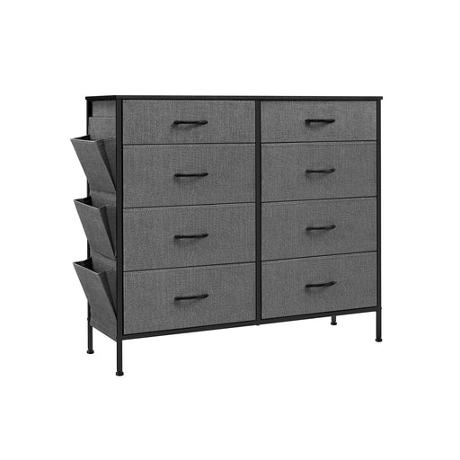 8 Drawer Fabric Dresser in Charcoal and Slate Grey with Steel Frame for Bedroom by Songmics