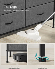 8 Drawer Fabric Dresser in Charcoal and Slate Grey with Steel Frame for Bedroom by Songmics