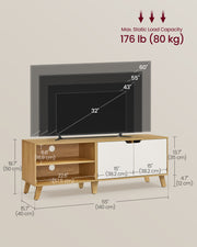 140 cm TV Cabinet with Storage 2 Door Straw Yellow and Cream White TV Stand by Vasagle