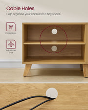 140 cm TV Cabinet with Storage 2 Door Straw Yellow and Cream White TV Stand by Vasagle