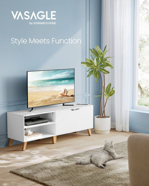 Modern White TV Stand for 65" TVs with Storage Shelf for Living Room by Vasagle 40x140x50cm