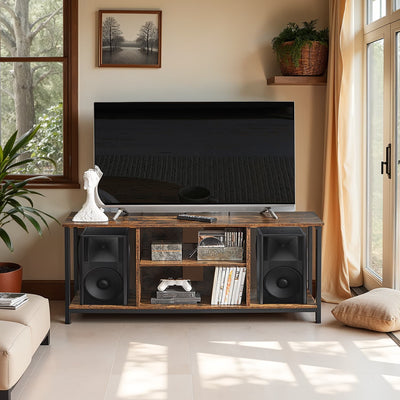 Rustic TV Stand with Open Storage Shelves for TVs up to 60 Inches by Vasagle