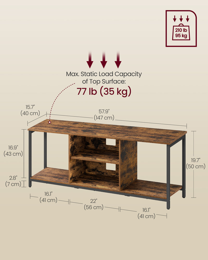 TV Stand for TVs up to 65 Inches with Open Shelves and Storage Space by Vasagle