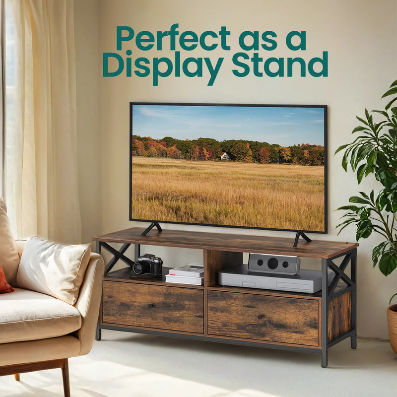 TV Cabinet for TVs up to 55 Inches with Drawers and Open Shelves by Vasagle