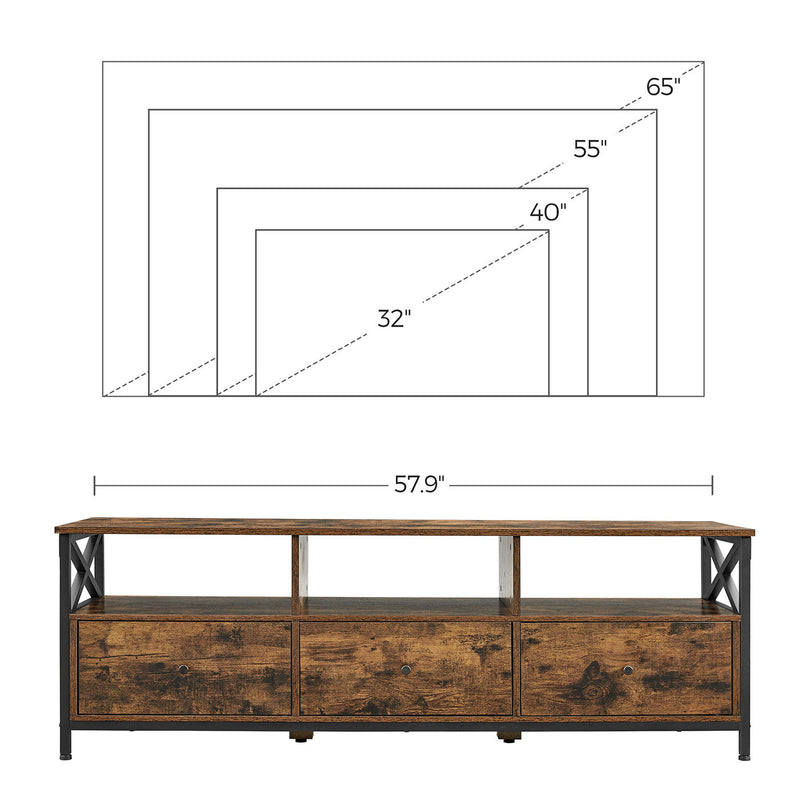 Wood TV Stand for TVs up to 65 Inch with 3 Drawers and Open Shelves for Storage by Vasagle