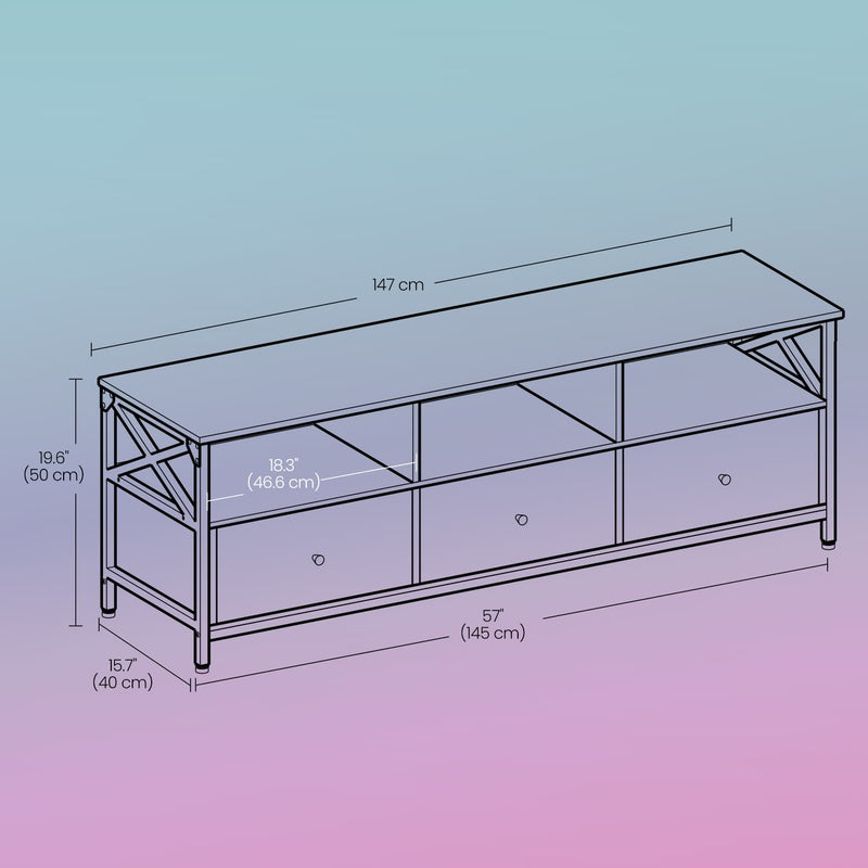 Wood TV Stand for TVs up to 65 Inch with 3 Drawers and Open Shelves for Storage by Vasagle