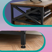 Wood TV Stand for TVs up to 65 Inch with 3 Drawers and Open Shelves for Storage by Vasagle