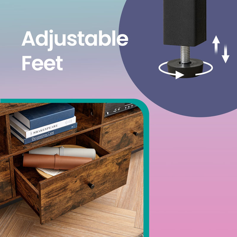 Wood TV Stand for TVs up to 65 Inch with 3 Drawers and Open Shelves for Storage by Vasagle