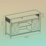 Rustic Brown and Black TV Stand with Open Storage Shelves for Living Room by Vasagle