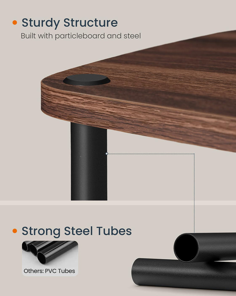 Natural Walnut and Black TV Stand with Fast Tool Free Assembly by Songmics Home