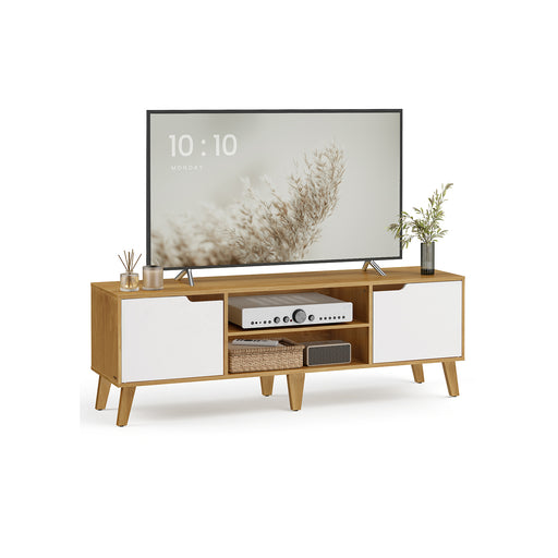 Wood TV Stand with Adjustable Shelf for Living Room Storage and Display by Vasagle