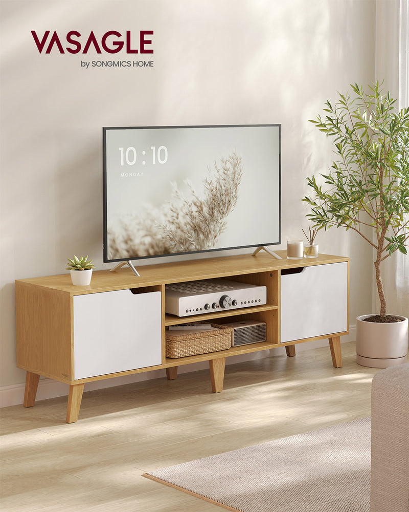 Wood TV Stand with Adjustable Shelf for Living Room Storage and Display by Vasagle