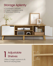 Wood TV Stand with Adjustable Shelf for Living Room Storage and Display by Vasagle