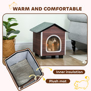 Insulated Outdoor Cat House With Waterproof Roof And Raised Base For Winter Comfort Red Brown