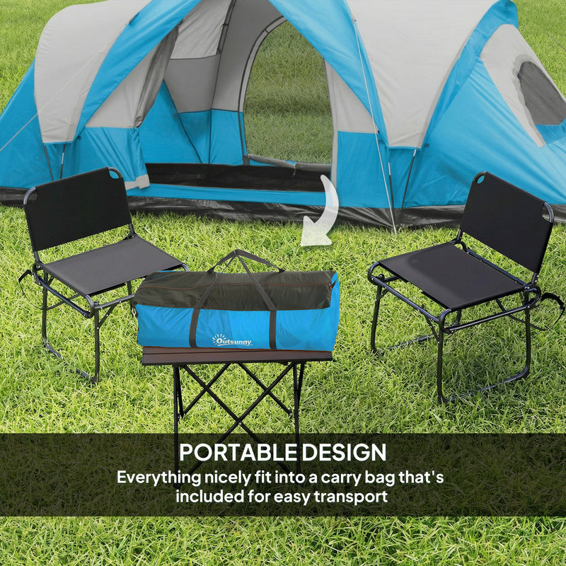 Family Tunnel Camping Tent With Groundsheet, Mesh Windows & Carry Bag, Light Blue