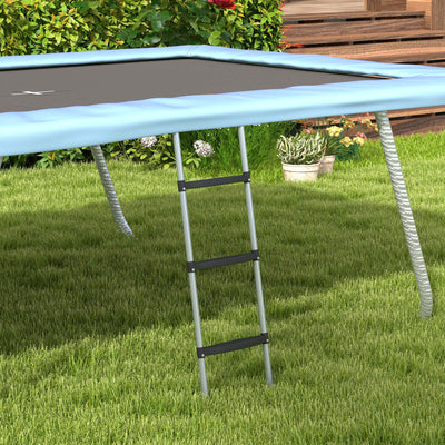 Galvanised Steel Trampoline Ladder 2 or 3 Step for 6ft to 16ft Trampolines Silver by SPORTNOW AOSOM