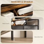 Wooden TV Stand Cabinet With Foldable Drawers And Side Pockets For 55 Inch TVs, Rustic Brown