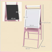 3 in 1 Kids Easel with Paper Roll and Adjustable Height Ideal for Drawing and Learning Pink AOSOM