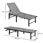 Grey 5 Level Adjustable Reclining Mesh Sun Lounger with Steel Frame for Garden and Beach by Outsunny