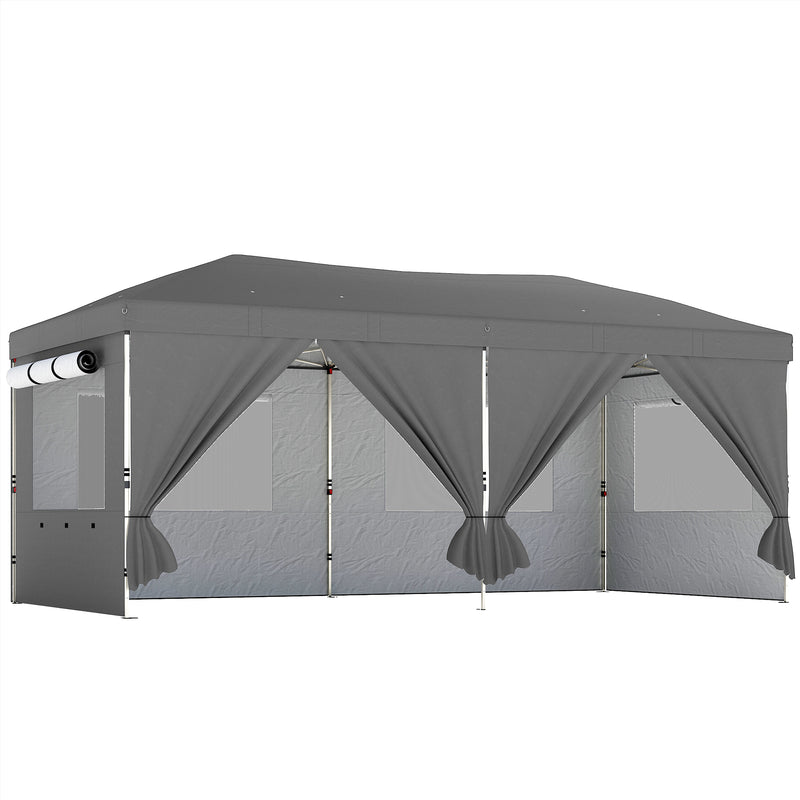 3x6m Pop Up Garden Gazebo with Adjustable Height and Detachable Sides for Outdoor Shelter and Events Outsunny