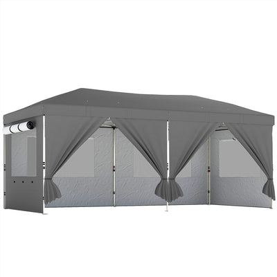 3x6m Pop Up Garden Gazebo with Adjustable Height and Detachable Sides for Outdoor Shelter and Events Outsunny