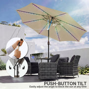 LED Garden Parasol with Adjustable UPF 50+ Shade and Solar Lighting for Day and Night Use Outsunny