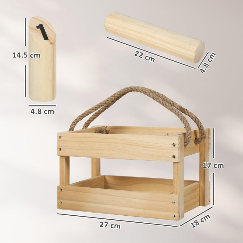 Wooden Molkky Skittles Game With Carry Box For Outdoor Garden Party Fun Natural AOSOM