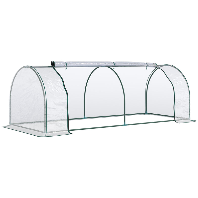 Mini Polytunnel Greenhouse With Zipped Doors For Patio Or Garden Growing Clear