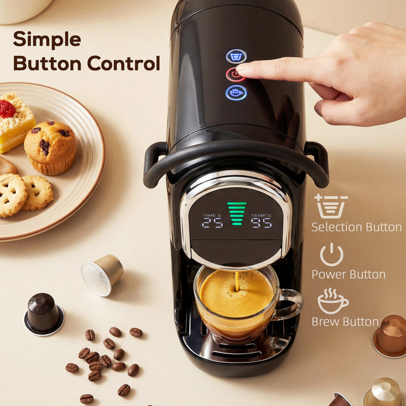 Coffee Machine for Pods and Ground Coffee Compact Easy Clean Black AOSOM