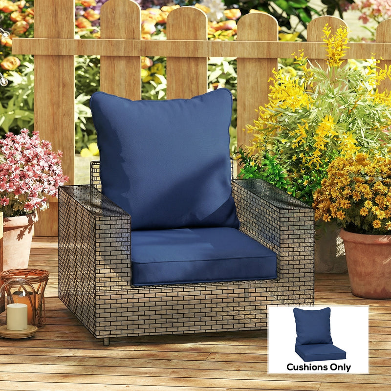 Outdoor Chair Cushion Set with Thick Padding and Washable Covers Dark Blue