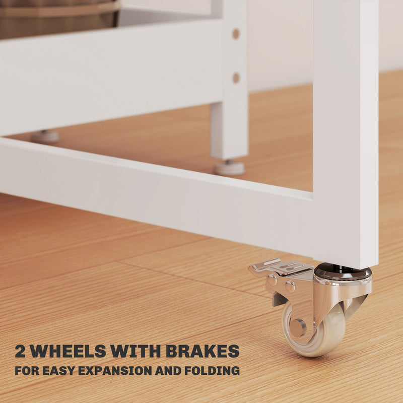 White Folding Drop Leaf Dining Table With Storage Shelves For Small Kitchens