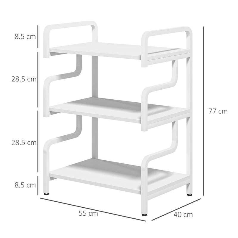3 Tier Printer Stand with Storage Shelves for Home Office or Study Use, White