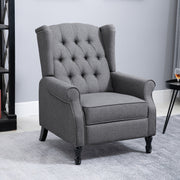 Wingback Recliner Armchair with Footrest and Tufted Back for Living Room Comfort Grey
