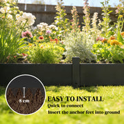 Metal Garden Border Fence Easy Fit Flexible Panels for Neat Flowerbeds and Paths Black AOSOM