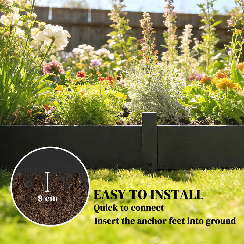 Metal Garden Border Fence Easy Fit Flexible Panels for Neat Flowerbeds and Paths Black AOSOM