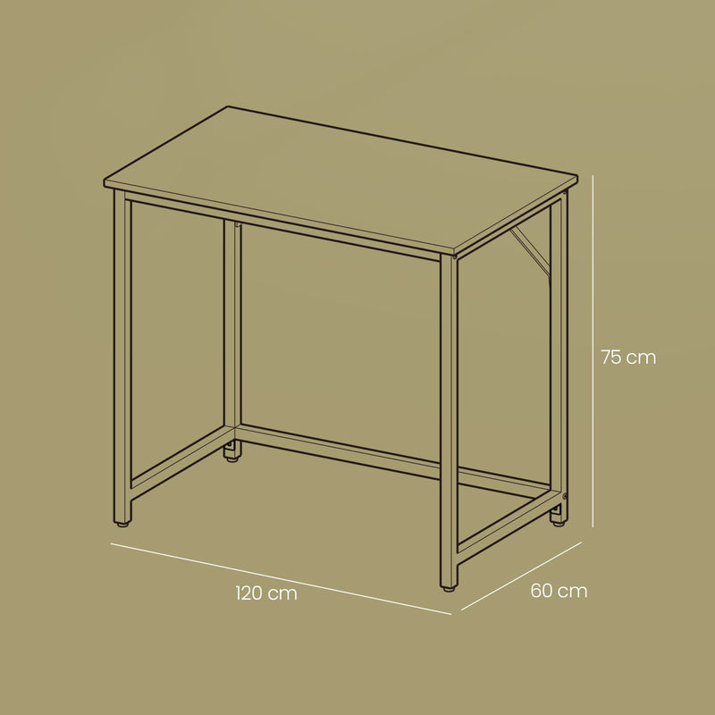 120x60cm Black Computer Desk for Home Office or Study with Spacious Work Surface by Vasagle