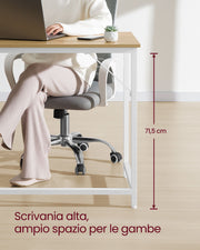 Small Office Desk with Storage in Natural Oak and Pearl White Finish by Vasagle