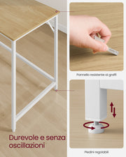 Small Office Desk with Storage in Natural Oak and Pearl White Finish by Vasagle