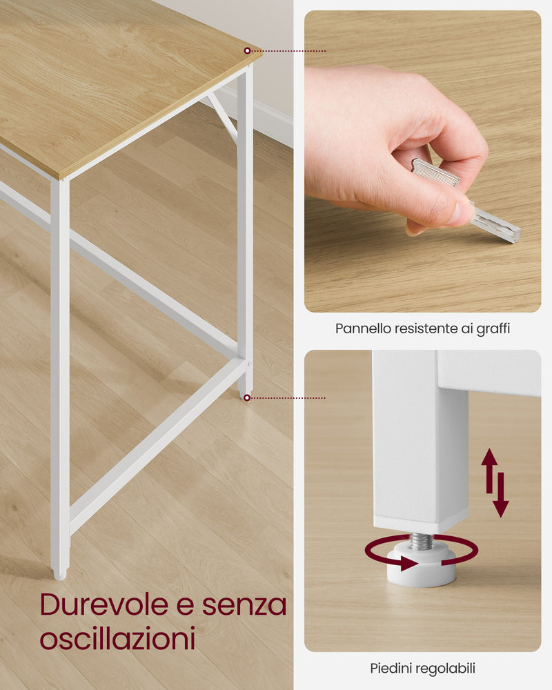 Small Office Desk with Storage in Natural Oak and Pearl White Finish by Vasagle