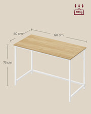 Small Office Desk with Storage in Natural Oak and Pearl White Finish by Vasagle