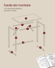 Small Office Desk with Storage in Natural Oak and Pearl White Finish by Vasagle