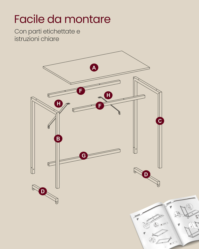 Small Office Desk with Storage in Natural Oak and Pearl White Finish by Vasagle
