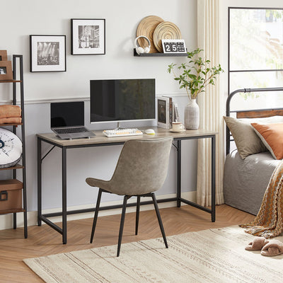 Large Computer Desk 140x60cm with Spacious Worktop in Heather Greige and Black by Vasagle