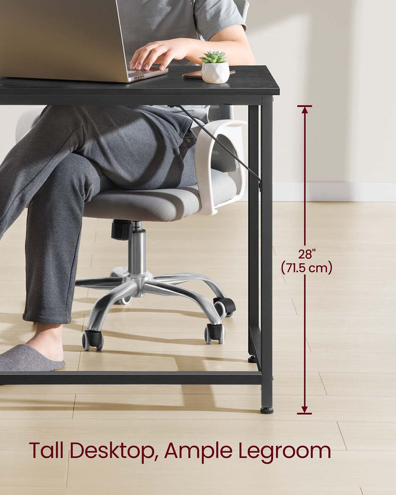 Black Industrial Computer Office Desk with Metal Frame and Storage Shelf for Home Office by Vasagle