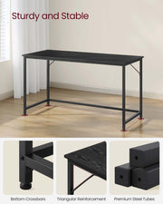 Black Industrial Computer Office Desk with Metal Frame and Storage Shelf for Home Office by Vasagle