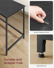 Black Industrial Computer Office Desk with Metal Frame and Storage Shelf for Home Office by Vasagle