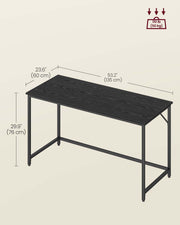 Black Industrial Computer Office Desk with Metal Frame and Storage Shelf for Home Office by Vasagle