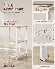 100 cm Computer Desk with Storage Shelves in Natural Beige and White by Vasagle